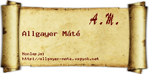 Allgayer Máté névjegykártya